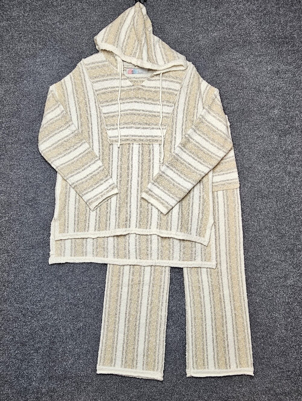Free People Striped Baja Hoodie & Pant Set - Oversized Woven Terry - Size S - Picture 9 of 12